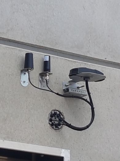 Gateway antennas mounted on a wall with the cabling
